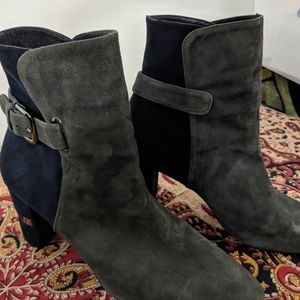 Stuart Weitzman Navy and Grey Imback Boots/Booties